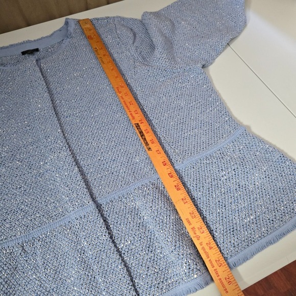 Talbots Womens Space Dyed Tweed Sweater Jacket Size 3X Blue Full Zip Peplum Hem - Picture 13 of 15